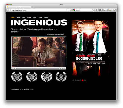 Ingenious (the movie) website screenshot