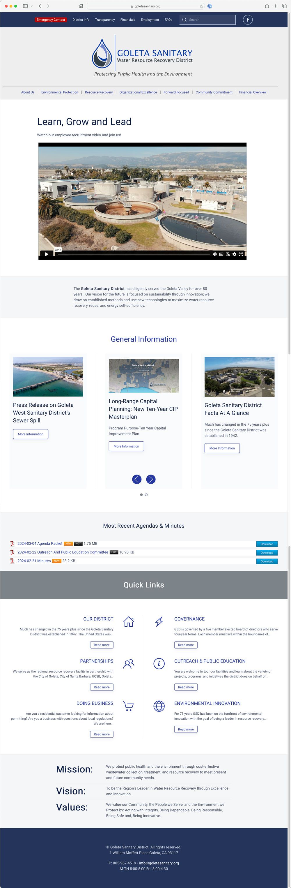 goletasanitary.org website screenshot